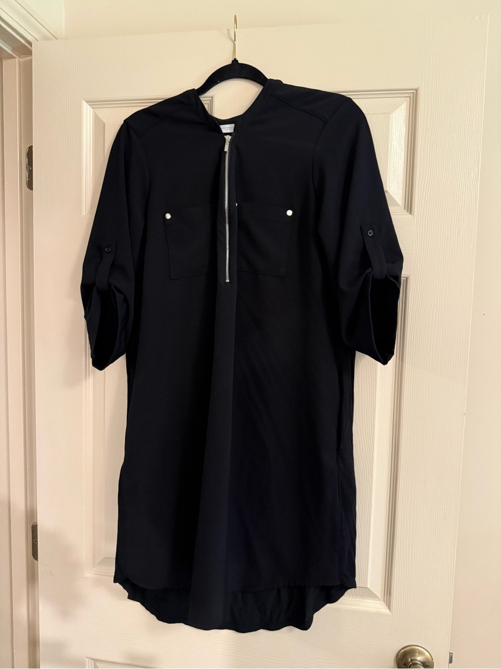 New York & Company Black Zip-Front Tunic
